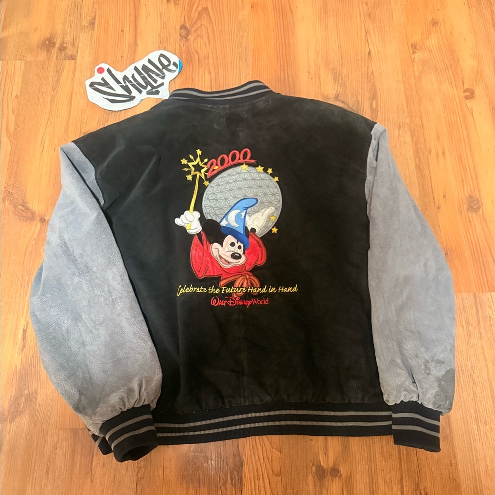 Walt Disney World Cast Member Sorcerer Mickey Leather Letterman Jacket Size 2XL